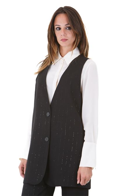 Lichene gilet monopetto in misto lana con paillettes ATTIC AND BARN | Gilet | LICHENE-ATGI001-AT100990